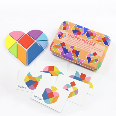 3D ไม้รูปแบบปริศนาจิ๊กซอว์สัตว์ที่มีสีสัน Tangram ของเล่นเด็ก Montessori Early Education Sorting เกมของเล่นเด็ก