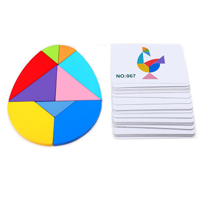 3D ไม้รูปแบบปริศนาจิ๊กซอว์สัตว์ที่มีสีสัน Tangram ของเล่นเด็ก Montessori Early Education Sorting เกมของเล่นเด็ก