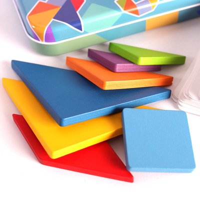 3D ไม้รูปแบบปริศนาจิ๊กซอว์สัตว์ที่มีสีสัน Tangram ของเล่นเด็ก Montessori Early Education Sorting เกมของเล่นเด็ก