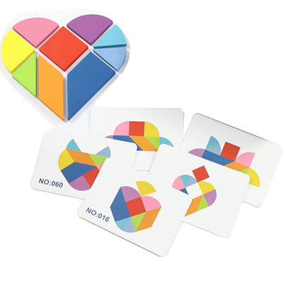 3D ไม้รูปแบบปริศนาจิ๊กซอว์สัตว์ที่มีสีสัน Tangram ของเล่นเด็ก Montessori Early Education Sorting เกมของเล่นเด็ก