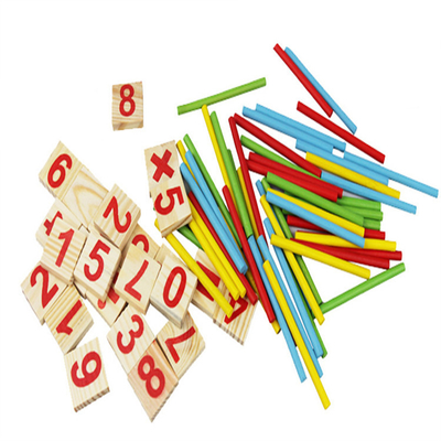 บล็อกรูป นับ Sticks การศึกษาของเล่นไม้ Building Intelligence Block Montessori คณิตศาสตร์กล่องไม้