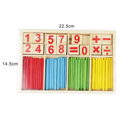 บล็อกรูป นับ Sticks การศึกษาของเล่นไม้ Building Intelligence Block Montessori คณิตศาสตร์กล่องไม้