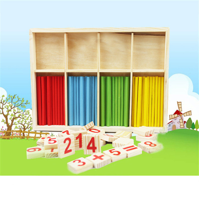 บล็อกรูป นับ Sticks การศึกษาของเล่นไม้ Building Intelligence Block Montessori คณิตศาสตร์กล่องไม้