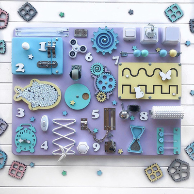 Baby Busy Board DIY อุปกรณ์เสริม Montessori ของเล่นเด็ก Wood Chip เกมฝึกทักษะ Puzzle การพัฒนาสติปัญญา Baby