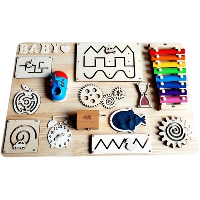 Baby Busy Board DIY อุปกรณ์เสริม Montessori ของเล่นเด็ก Wood Chip เกมฝึกทักษะ Puzzle การพัฒนาสติปัญญา Baby