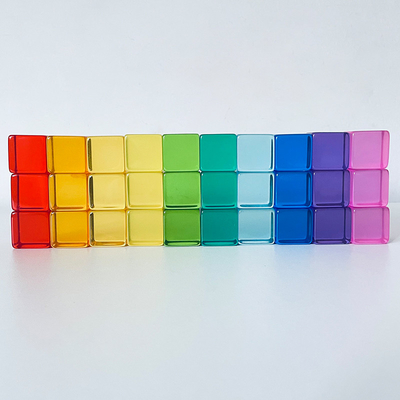 บล็อกอัญมณีไม้สีขนาดใหญ่เด็กบล็อก Windows โปร่งใสเกม X อิฐบล็อกอะคริลิก้อนเด็กซ้อน T