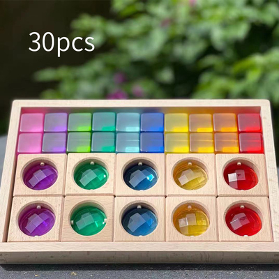 บล็อกอัญมณีไม้สีขนาดใหญ่เด็กบล็อก Windows โปร่งใสเกม X อิฐบล็อกอะคริลิก้อนเด็กซ้อน T