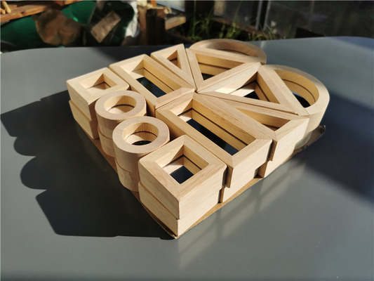 เด็ก Montessori ของเล่นไม้ Sensory Rainbow Mirror Blocks ไม้ยางพาราซ้อน Acrylic Buliding Stacker การศึกษา