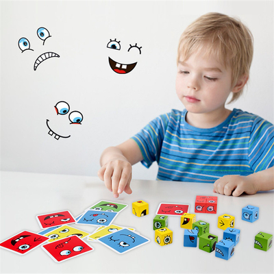 ใหม่ Montessori Expression Puzzle Face Change Cube Building Blocks ของเล่นเด็กการเรียนรู้การศึกษา Match ของเล่นสำหรับเด็ก