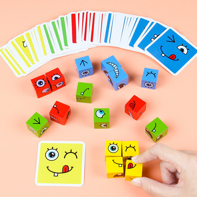 ใหม่ Montessori Expression Puzzle Face Change Cube Building Blocks ของเล่นเด็กการเรียนรู้การศึกษา Match ของเล่นสำหรับเด็ก