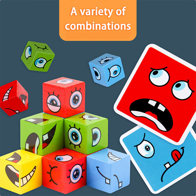 ใหม่ Montessori Expression Puzzle Face Change Cube Building Blocks ของเล่นเด็กการเรียนรู้การศึกษา Match ของเล่นสำหรับเด็ก
