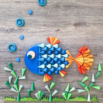 ชิ้นส่วนหลวมสายรุ้งไม้ Montessori ที่มีสีสันสำหรับเด็กก่อนวัยเรียน