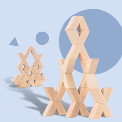 16 ชิ้น V รูปร่างธรรมชาติขนาดใหญ่ 3D ไม้บล็อกอาคารของเล่นเด็ก Unpaint ไม้ Montessori การศึกษาซ้อนบล็อกTo