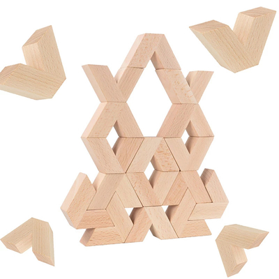 16 ชิ้น V รูปร่างธรรมชาติขนาดใหญ่ 3D ไม้บล็อกอาคารของเล่นเด็ก Unpaint ไม้ Montessori การศึกษาซ้อนบล็อกTo