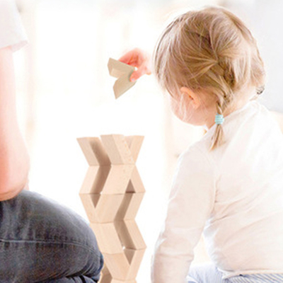 16 ชิ้น V รูปร่างธรรมชาติขนาดใหญ่ 3D ไม้บล็อกอาคารของเล่นเด็ก Unpaint ไม้ Montessori การศึกษาซ้อนบล็อกTo
