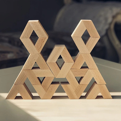16 ชิ้น V รูปร่างธรรมชาติขนาดใหญ่ 3D ไม้บล็อกอาคารของเล่นเด็ก Unpaint ไม้ Montessori การศึกษาซ้อนบล็อกTo