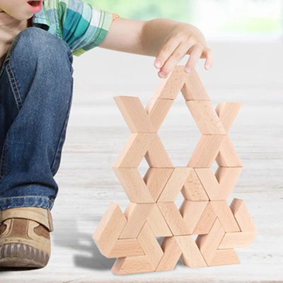 16 ชิ้น V รูปร่างธรรมชาติขนาดใหญ่ 3D ไม้บล็อกอาคารของเล่นเด็ก Unpaint ไม้ Montessori การศึกษาซ้อนบล็อกTo