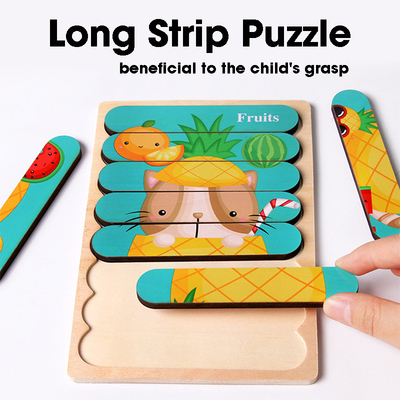 สองด้าน Strip 3D ปริศนาของเล่นเด็กไม้วัสดุ Montessori ของเล่นเพื่อการศึกษาสำหรับเด็กอิฐขนาดใหญ่เด็ก Learn