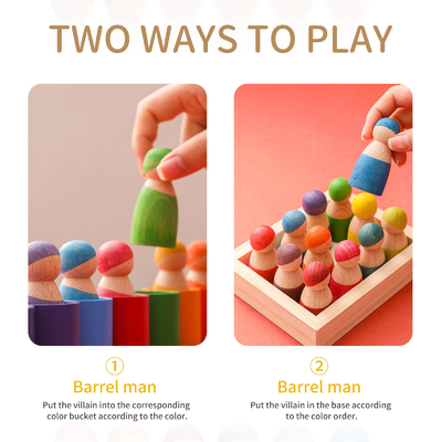 Montessori Educational Wooden Rainbow Block นับเกม Puzzle Kids