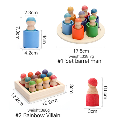 Montessori Educational Wooden Rainbow Block นับเกม Puzzle Kids