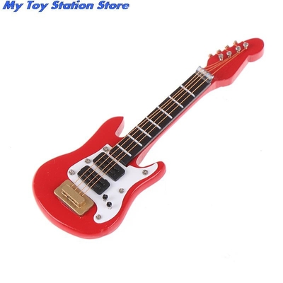 1:12 Dollhouse Miniature Music กีตาร์ไฟฟ้าสำหรับเด็ก Musical Toy House Decor