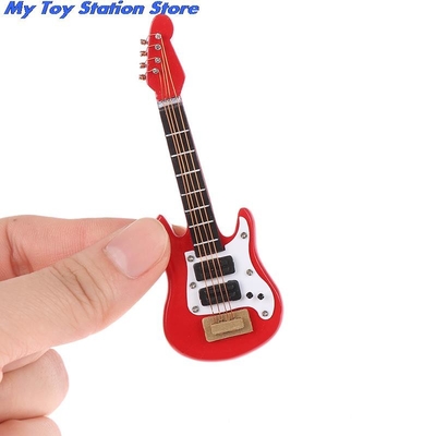 1:12 Dollhouse Miniature Music กีตาร์ไฟฟ้าสำหรับเด็ก Musical Toy House Decor