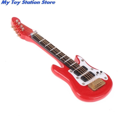 1:12 Dollhouse Miniature Music กีตาร์ไฟฟ้าสำหรับเด็ก Musical Toy House Decor