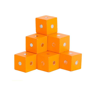 บล็อกแม่เหล็กสายรุ้งสี่เหลี่ยมเพื่อการศึกษา 10 ชิ้น 2X2X2 ซม. ไม้