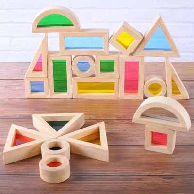 อะครีลิคการศึกษา 24 ชิ้น Rainbow Building Blocks สำหรับเด็ก Gift