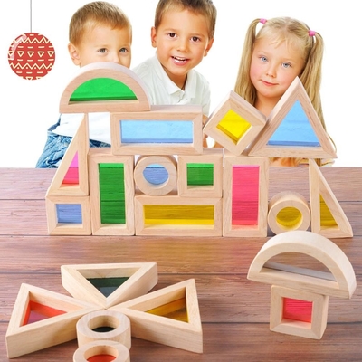 อะครีลิคการศึกษา 24 ชิ้น Rainbow Building Blocks สำหรับเด็ก Gift