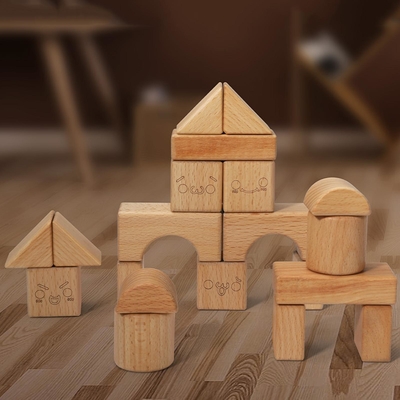 บล็อกไม้ซ้อนของเล่นรูปร่างความรู้ความเข้าใจ DIY สำหรับเด็ก Children