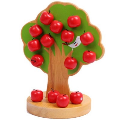 Apple Tree ไม้ Montessori ของเล่นเด็กสำหรับเด็ก Pick Fruit Educational