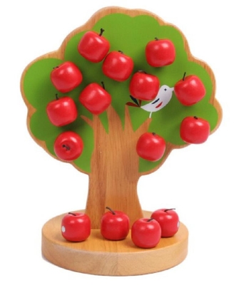 Apple Tree ไม้ Montessori ของเล่นเด็กสำหรับเด็ก Pick Fruit Educational