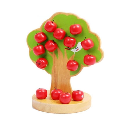 Apple Tree ไม้ Montessori ของเล่นเด็กสำหรับเด็ก Pick Fruit Educational