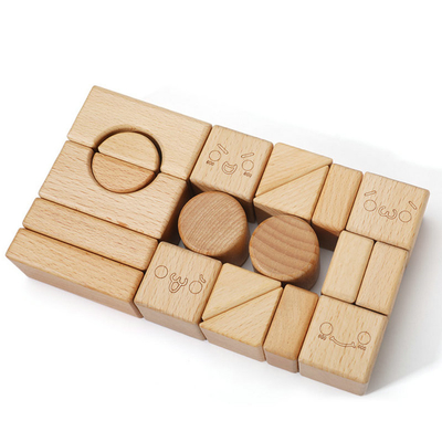 20 ชิ้น Beech Burlywood บล็อกไม้ของเล่นธรรมชาติ Montessori การเรียนรู้การศึกษา