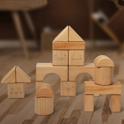 20 ชิ้น Beech Burlywood บล็อกไม้ของเล่นธรรมชาติ Montessori การเรียนรู้การศึกษา