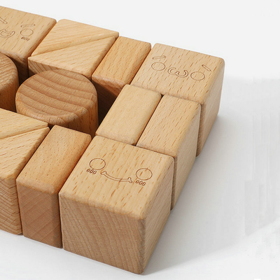 20 ชิ้น Beech Burlywood บล็อกไม้ของเล่นธรรมชาติ Montessori การเรียนรู้การศึกษา