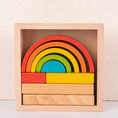 ไม้ Stacker Nesting Puzzle Blocks เกมเรียงซ้อน Montessori สำหรับเด็กก่อนวัยเรียน