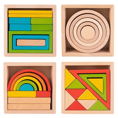 ไม้ Stacker Nesting Puzzle Blocks เกมเรียงซ้อน Montessori สำหรับเด็กก่อนวัยเรียน
