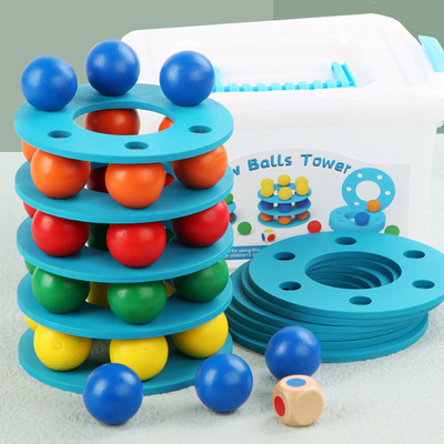 ของเล่นเด็ก Montessori ไม้ unisex เด็กซ้อนเกม
