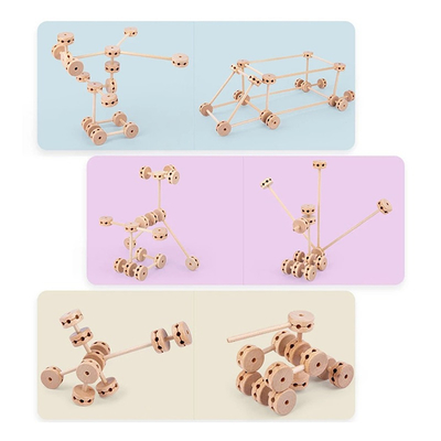 3D สร้างป้อมไม้ Buliding Blocks Diy ประกอบการศึกษา Montessori