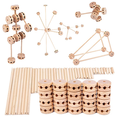 3D สร้างป้อมไม้ Buliding Blocks Diy ประกอบการศึกษา Montessori