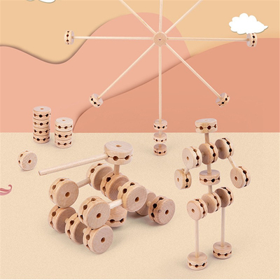 3D สร้างป้อมไม้ Buliding Blocks Diy ประกอบการศึกษา Montessori