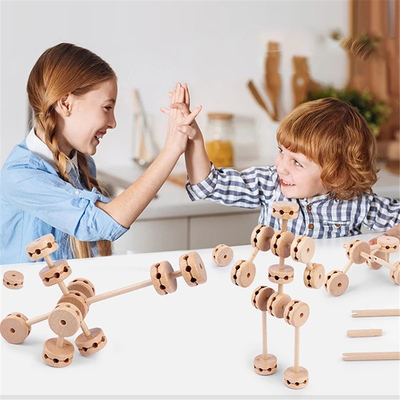 3D สร้างป้อมไม้ Buliding Blocks Diy ประกอบการศึกษา Montessori