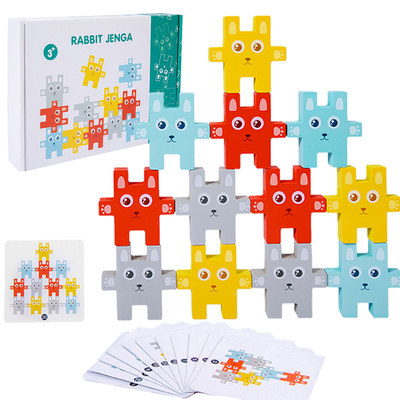 เด็ก Montessori Animal Stacking Blocks ของเล่น Rabbit Jenga Balancing Games