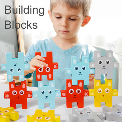 เด็ก Montessori Animal Stacking Blocks ของเล่น Rabbit Jenga Balancing Games
