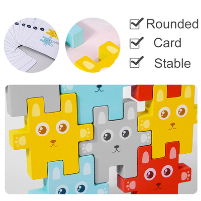 เด็ก Montessori Animal Stacking Blocks ของเล่น Rabbit Jenga Balancing Games