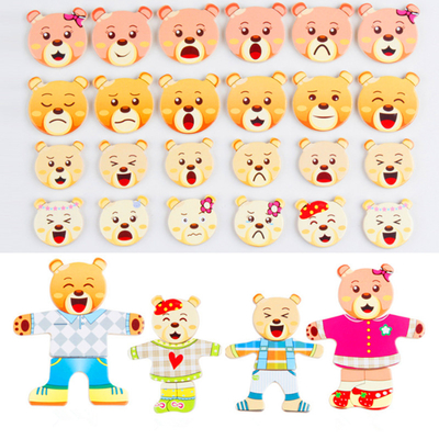 72ชิ้นไม้จิ๊กซอว์สัตว์จิ๊กซอว์การ์ตูนกระต่ายหมีแต่งตัว