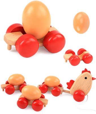 ไก่ไม้ดึงไข่ขับรถรถไฟแม่ลูก HandHeld