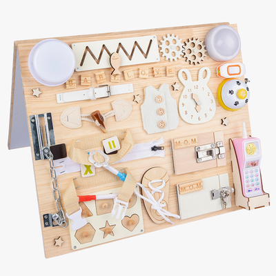 Montessori Early Educational DIY แฮนด์เมด Busy Board ของเล่นไม้สำหรับเด็กวัยหัดเดิน